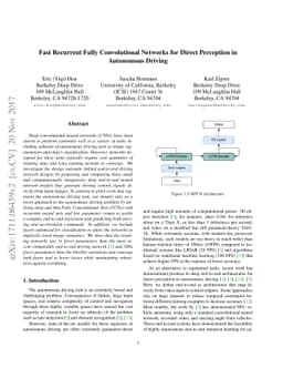 Fast Recurrent Fully Convolutional Networks for Direct Perception in
  Autonomous Driving