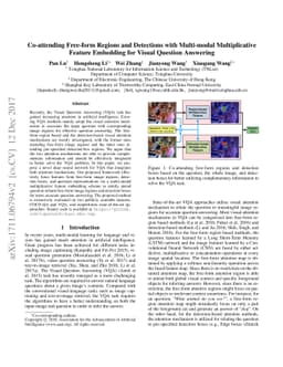 Co-attending Free-form Regions and Detections with Multi-modal
  Multiplicative Feature Embedding for Visual Question Answering