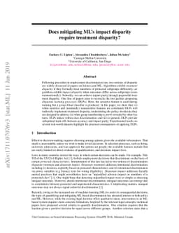 Does mitigating ML's impact disparity require treatment disparity?