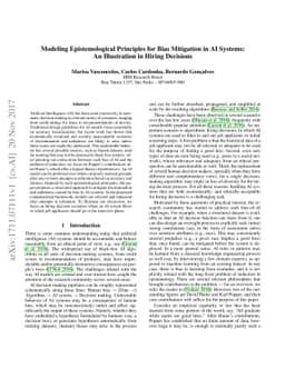 Modeling Epistemological Principles for Bias Mitigation in AI Systems:
  An Illustration in Hiring Decisions