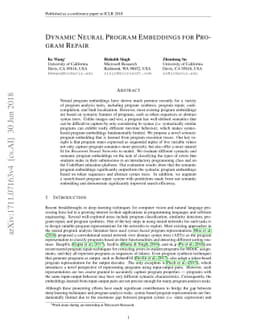 Dynamic Neural Program Embedding for Program Repair