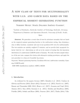 A new class of tests for multinormality with i.i.d. and Garch data based
  on the empirical moment generating function