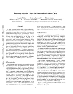 Learning Steerable Filters for Rotation Equivariant CNNs