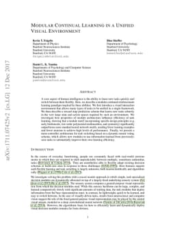 Modular Continual Learning in a Unified Visual Environment