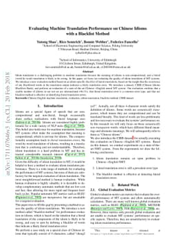 Evaluating Machine Translation Performance on Chinese Idioms with a
  Blacklist Method