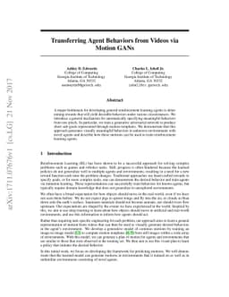 Transferring Agent Behaviors from Videos via Motion GANs