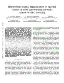 Hierarchical internal representation of spectral features in deep
  convolutional networks trained for EEG decoding
