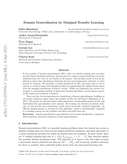 Domain Generalization by Marginal Transfer Learning