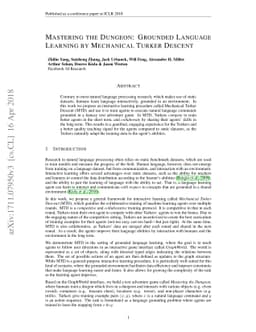 Mastering the Dungeon: Grounded Language Learning by Mechanical Turker
  Descent