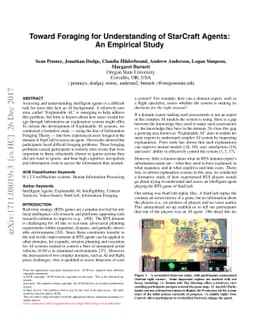 Toward Foraging for Understanding of StarCraft Agents: An Empirical
  Study