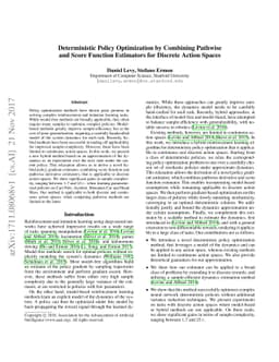 Deterministic Policy Optimization by Combining Pathwise and Score
  Function Estimators for Discrete Action Spaces