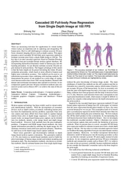Cascaded 3D Full-body Pose Regression from Single Depth Image at 100 FPS