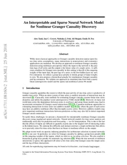 An Interpretable and Sparse Neural Network Model for Nonlinear Granger
  Causality Discovery