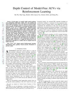 Depth Control of Model-Free AUVs via Reinforcement Learning