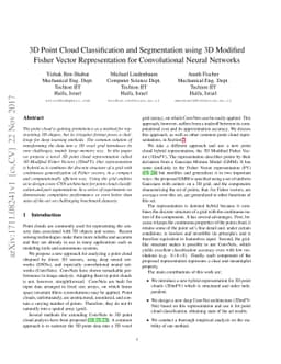 3D Point Cloud Classification and Segmentation using 3D Modified Fisher
  Vector Representation for Convolutional Neural Networks