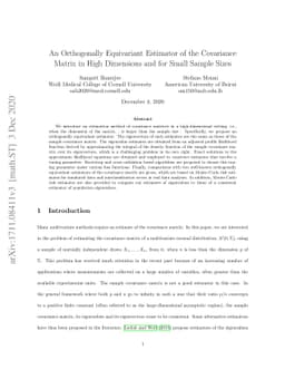 An Orthogonally Equivariant Estimator of the Covariance Matrix in High
  Dimensions and for Small Sample Sizes