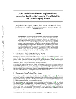 No Classification without Representation: Assessing Geodiversity Issues
  in Open Data Sets for the Developing World