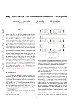 Deep Video Generation, Prediction and Completion of Human Action
  Sequences