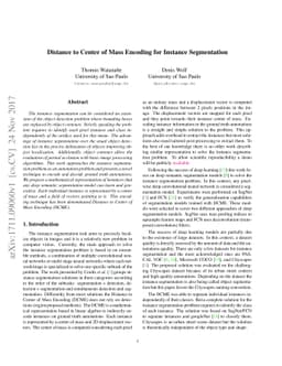 Distance to Center of Mass Encoding for Instance Segmentation