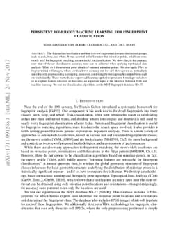 Persistent homology machine learning for fingerprint classification