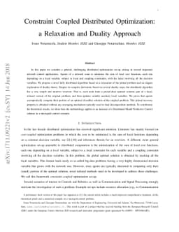 Constraint Coupled Distributed Optimization: a Relaxation and Duality
  Approach