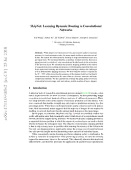 SkipNet: Learning Dynamic Routing in Convolutional Networks
