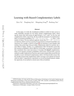 Learning with Biased Complementary Labels