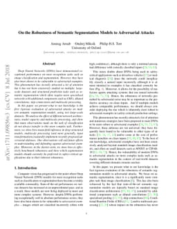 On the Robustness of Semantic Segmentation Models to Adversarial Attacks