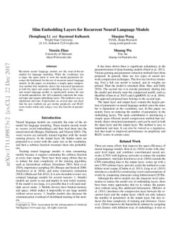 Slim Embedding Layers for Recurrent Neural Language Models
