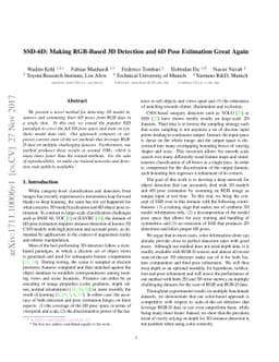 SSD-6D: Making RGB-based 3D detection and 6D pose estimation great again