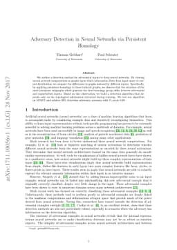 Adversary Detection in Neural Networks via Persistent Homology