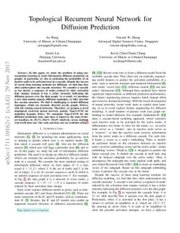 Topological Recurrent Neural Network for Diffusion Prediction