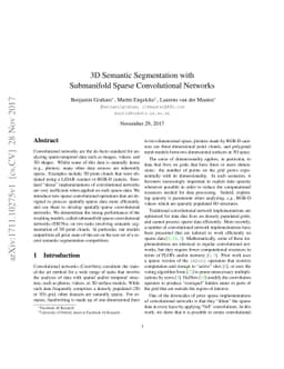 3D Semantic Segmentation with Submanifold Sparse Convolutional Networks