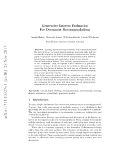 Generative Interest Estimation for Document Recommendations