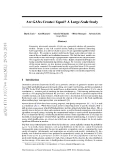 Are GANs Created Equal? A Large-Scale Study