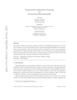 Nonparametric Independence Screening via Favored Smoothing Bandwidth