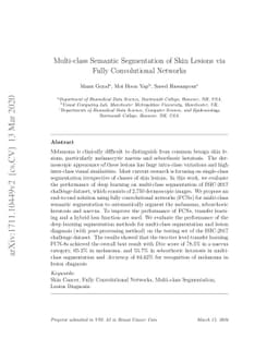 Multi-class Semantic Segmentation of Skin Lesions via Fully
  Convolutional Networks