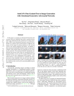 AttnGAN: Fine-Grained Text to Image Generation with Attentional
  Generative Adversarial Networks