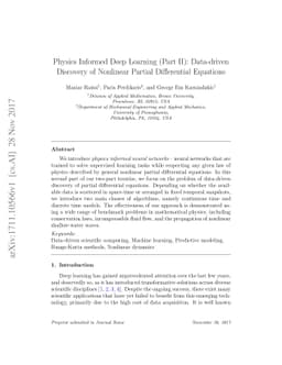 Physics Informed Deep Learning (Part II): Data-driven Discovery of
  Nonlinear Partial Differential Equations