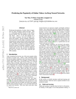Predicting the Popularity of Online Videos via Deep Neural Networks