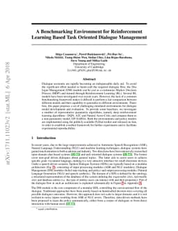 A Benchmarking Environment for Reinforcement Learning Based Task
  Oriented Dialogue Management