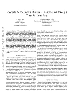 Towards Alzheimer's Disease Classification through Transfer Learning