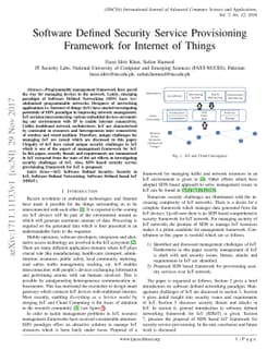 Software Defined Security Service Provisioning Framework for Internet of
  Things