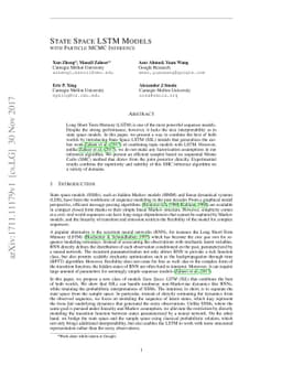 State Space LSTM Models with Particle MCMC Inference