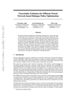 Uncertainty Estimates for Efficient Neural Network-based Dialogue Policy
  Optimisation