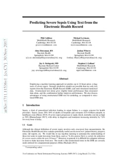 Predicting Severe Sepsis Using Text from the Electronic Health Record
