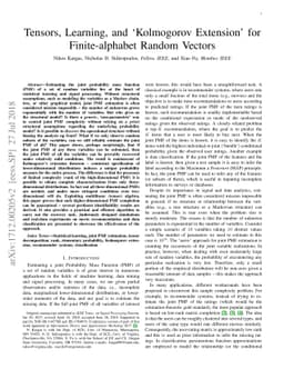 Tensors, Learning, and 'Kolmogorov Extension' for Finite-alphabet Random
  Vectors