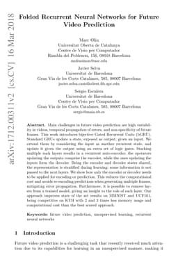 Folded Recurrent Neural Networks for Future Video Prediction