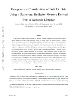 Unsupervised Classification of PolSAR Data Using a Scattering Similarity
  Measure Derived from a Geodesic Distance