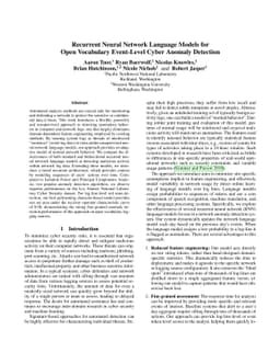 Recurrent Neural Network Language Models for Open Vocabulary Event-Level
  Cyber Anomaly Detection